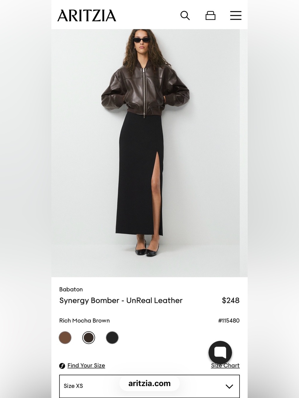 Aritzia Dark Brown Vegan Leather Cropped Bomber Jacket - Picture 7 of 7
